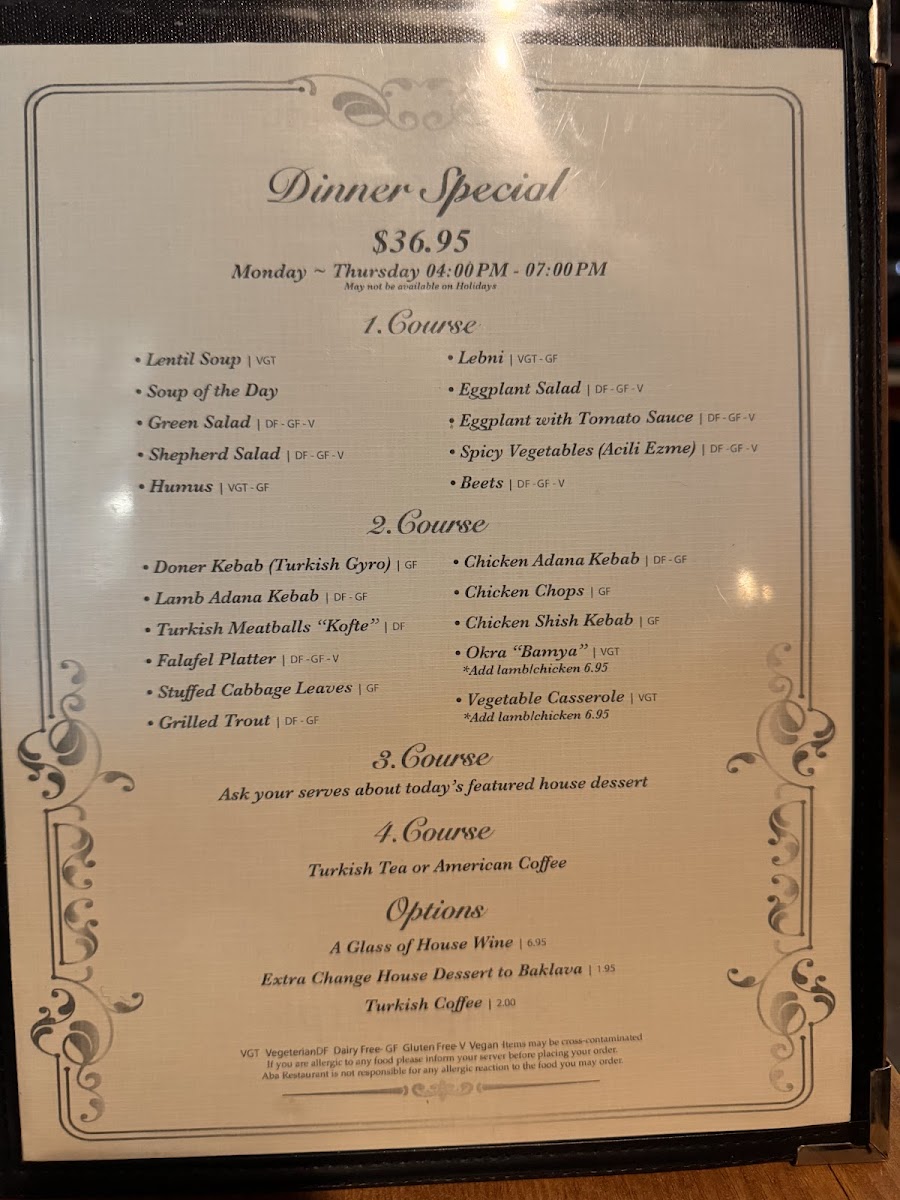 ABA Turkish Restaurant Menu - Image 3